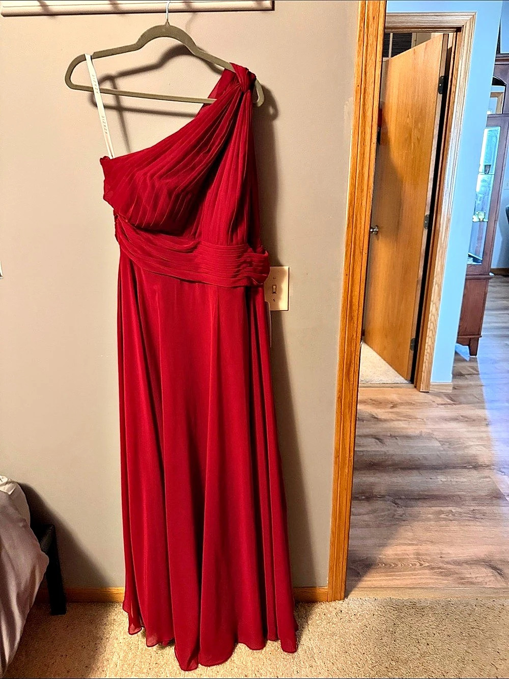 Azazie A7I380268 Ruched Maxi Dress in Red Size 16 NWT